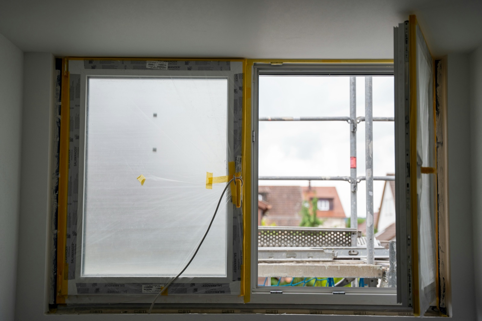 Window frame installation in a construction building for Pyra-Sil™ RTV silicone building and construction seam sealing