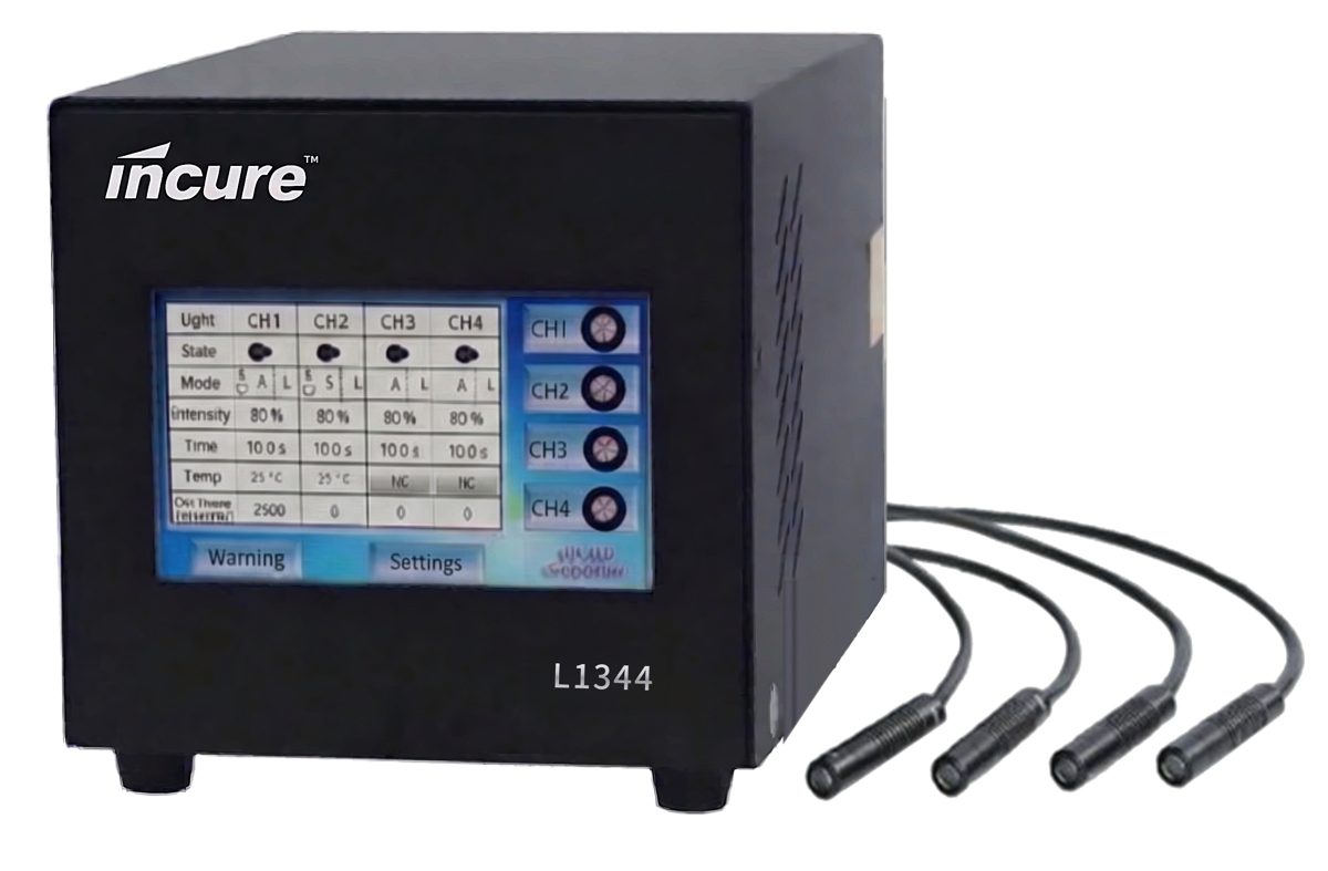 Incure L1344™ four-head UV LED spot curing controller with four LED light heads
